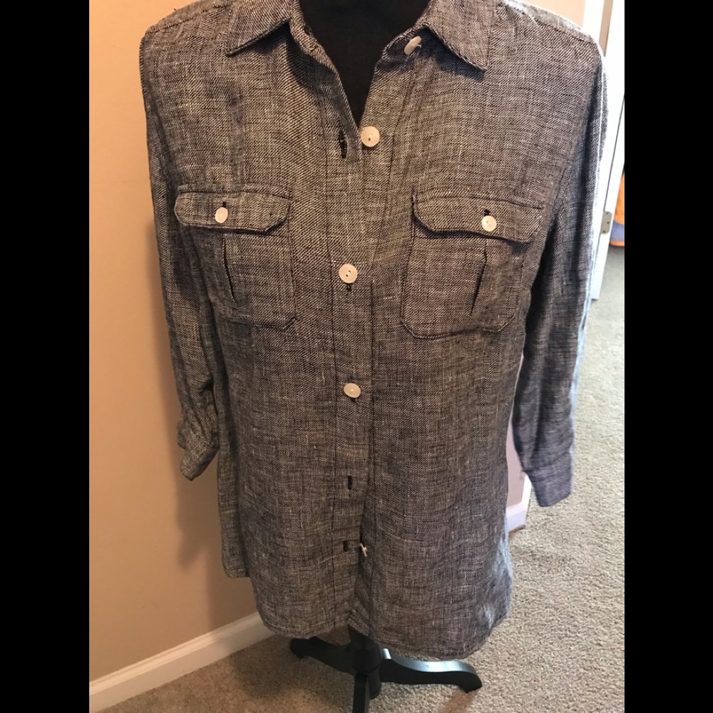 Goodclothes gray and white linen shirt